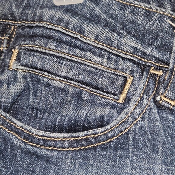 The diva Cowgirl old navy blue denim jeans beige embroider Western pockets 12R - Picture 4 of 11